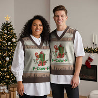 F Caw F Chicken V-Neck Knit Sweater Vest Funny Farm Life Holiday Gift - Wonder Print Shop