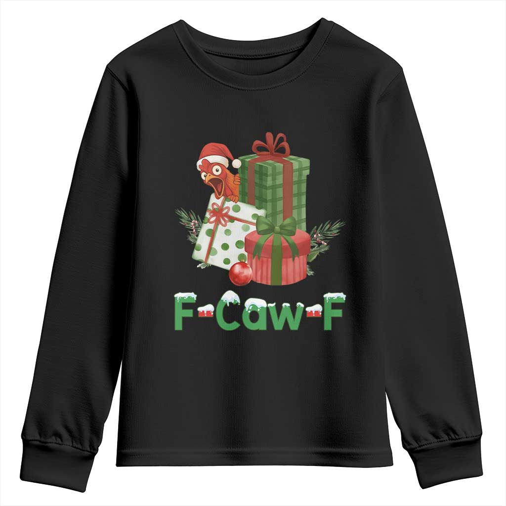 F Caw F Chicken Youth Sweatshirt Funny Farm Life Holiday Gift - Wonder Print Shop