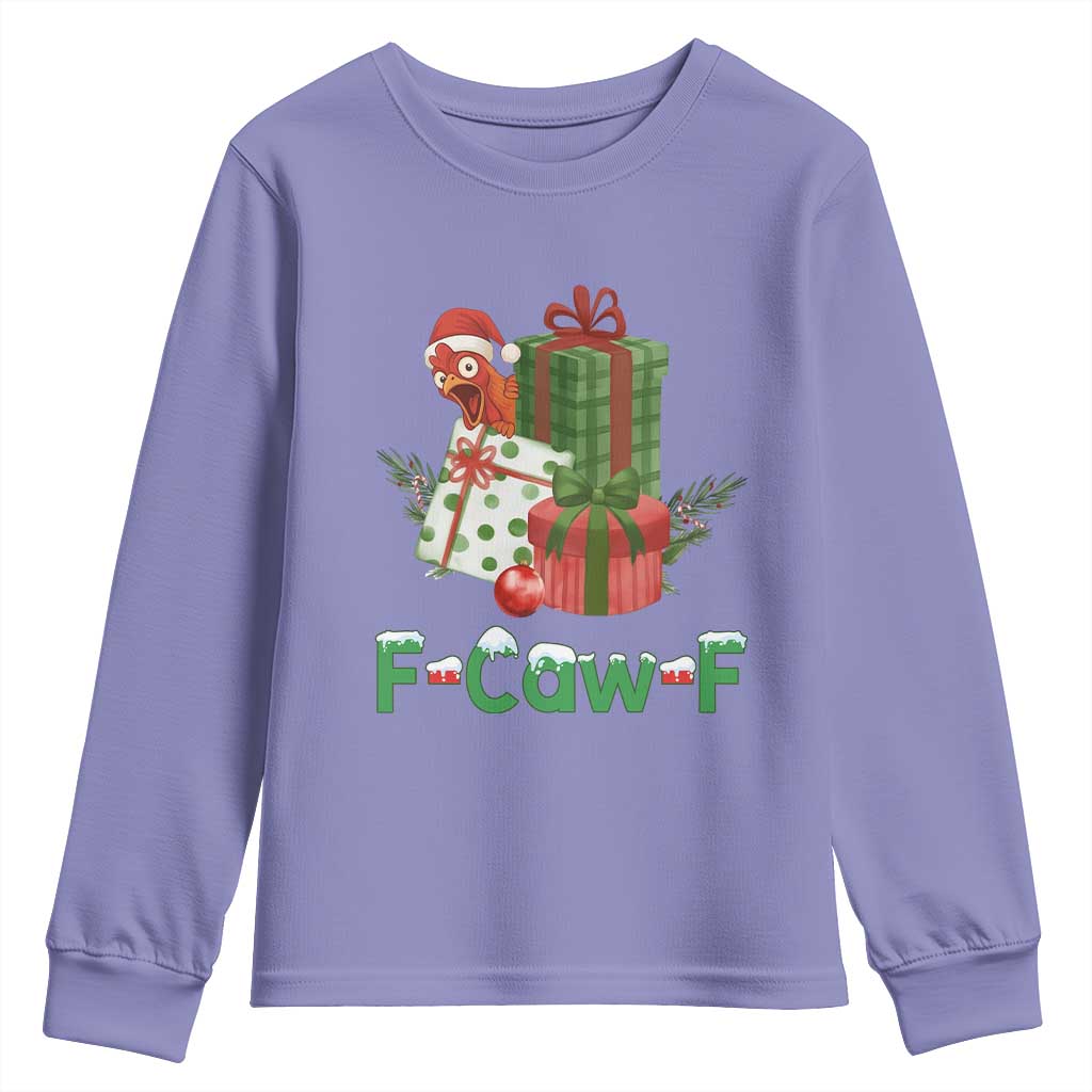 F Caw F Chicken Youth Sweatshirt Funny Farm Life Holiday Gift - Wonder Print Shop