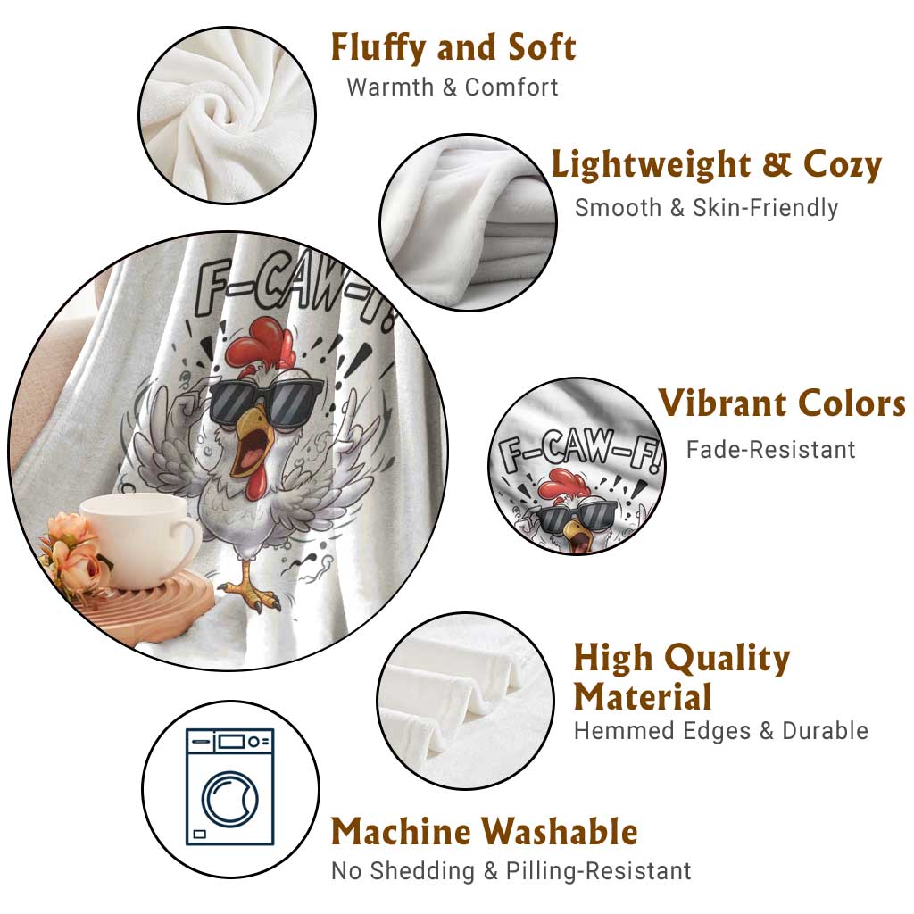 Funny F Caw F Chicken Sarcastic Joke Gift Throw Blanket - Wonder Print Shop