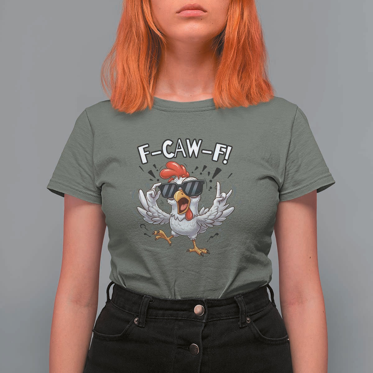 Funny F Caw F Chicken Sarcastic Joke Gift T Shirt For Women - Wonder Print Shop