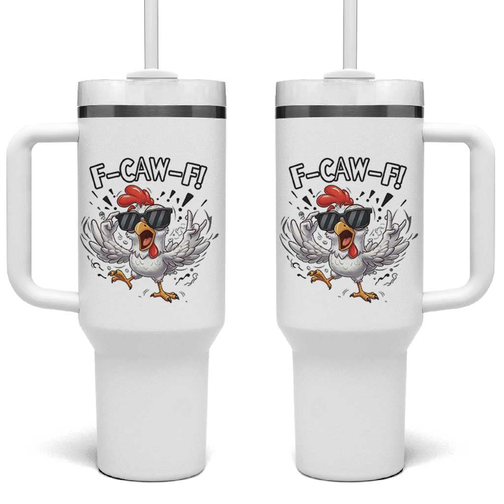 Funny F Caw F Chicken Sarcastic Joke Gift Tumbler With Handle - Wonder Print Shop