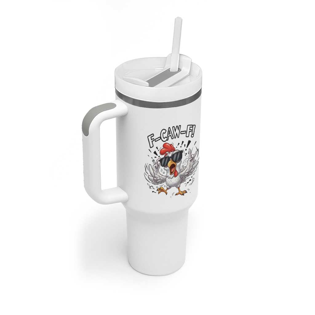 Funny F Caw F Chicken Sarcastic Joke Gift Tumbler With Handle - Wonder Print Shop