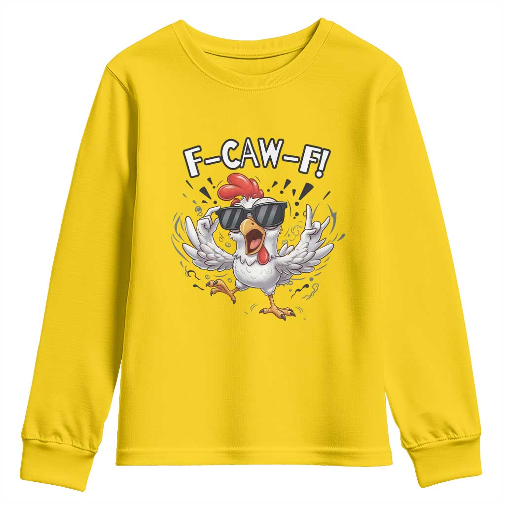 Funny F Caw F Chicken Sarcastic Joke Gift Youth Sweatshirt - Wonder Print Shop