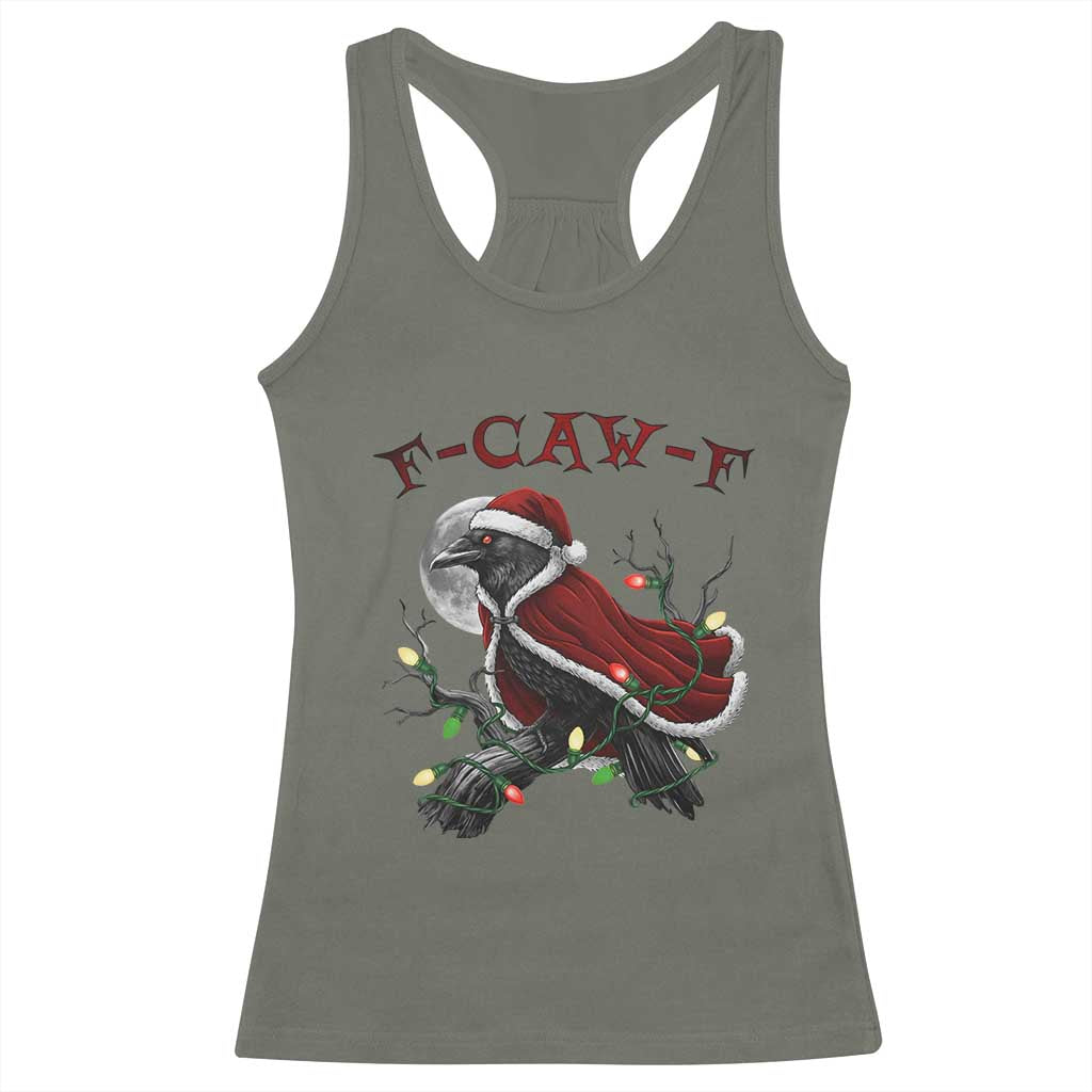 F Caw F Raven Sarcastic Joke Racerback Tank Top Holiday Gag Gift - Wonder Print Shop
