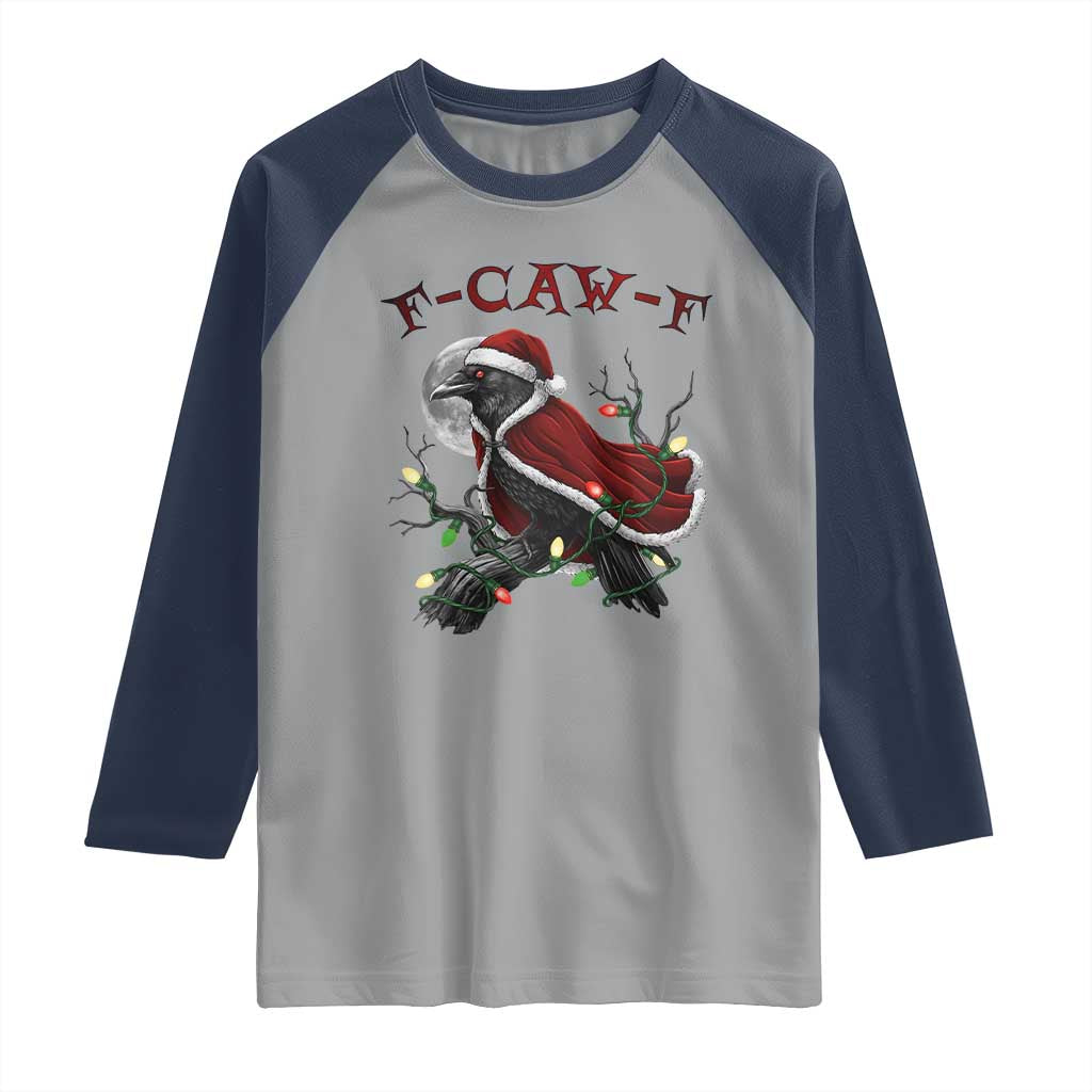 F Caw F Raven Sarcastic Joke Raglan Shirt Holiday Gag Gift - Wonder Print Shop