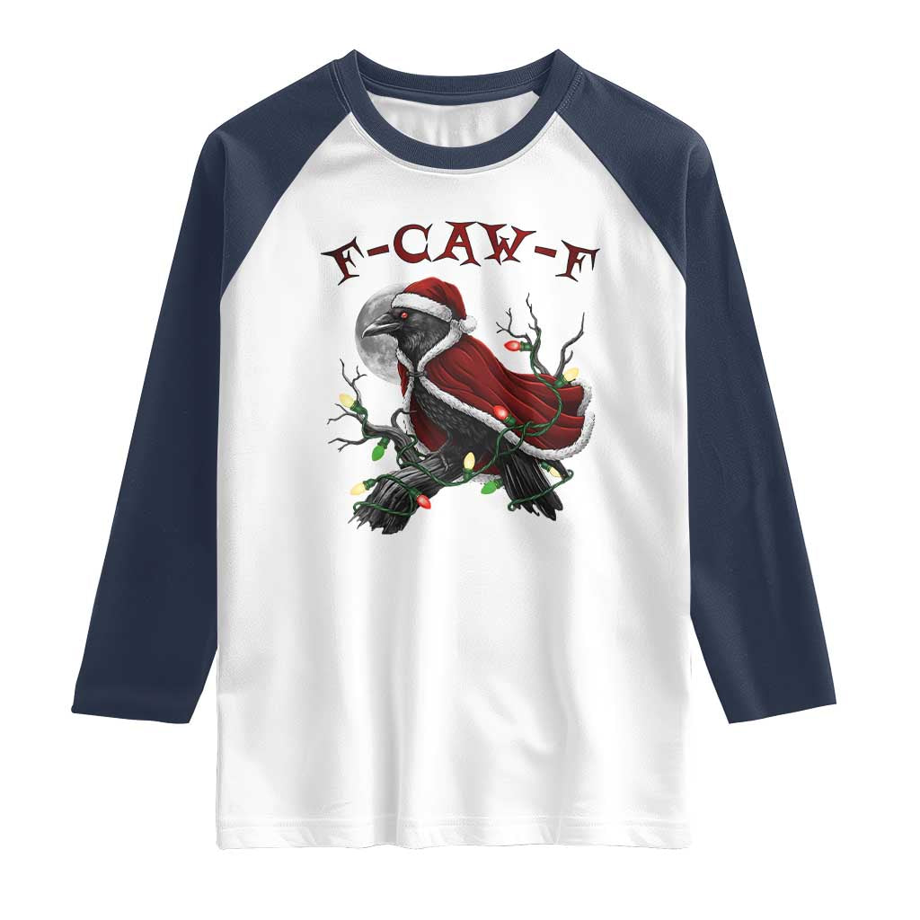F Caw F Raven Sarcastic Joke Raglan Shirt Holiday Gag Gift - Wonder Print Shop