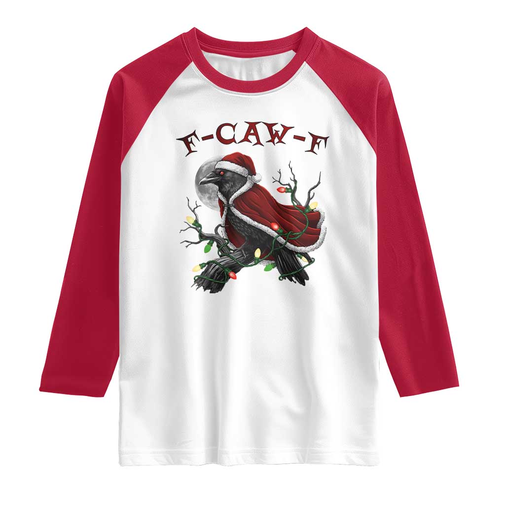 F Caw F Raven Sarcastic Joke Raglan Shirt Holiday Gag Gift - Wonder Print Shop