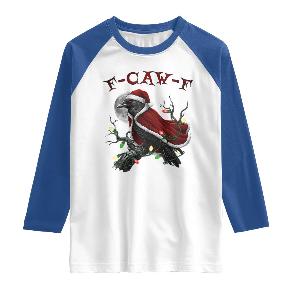 F Caw F Raven Sarcastic Joke Raglan Shirt Holiday Gag Gift - Wonder Print Shop