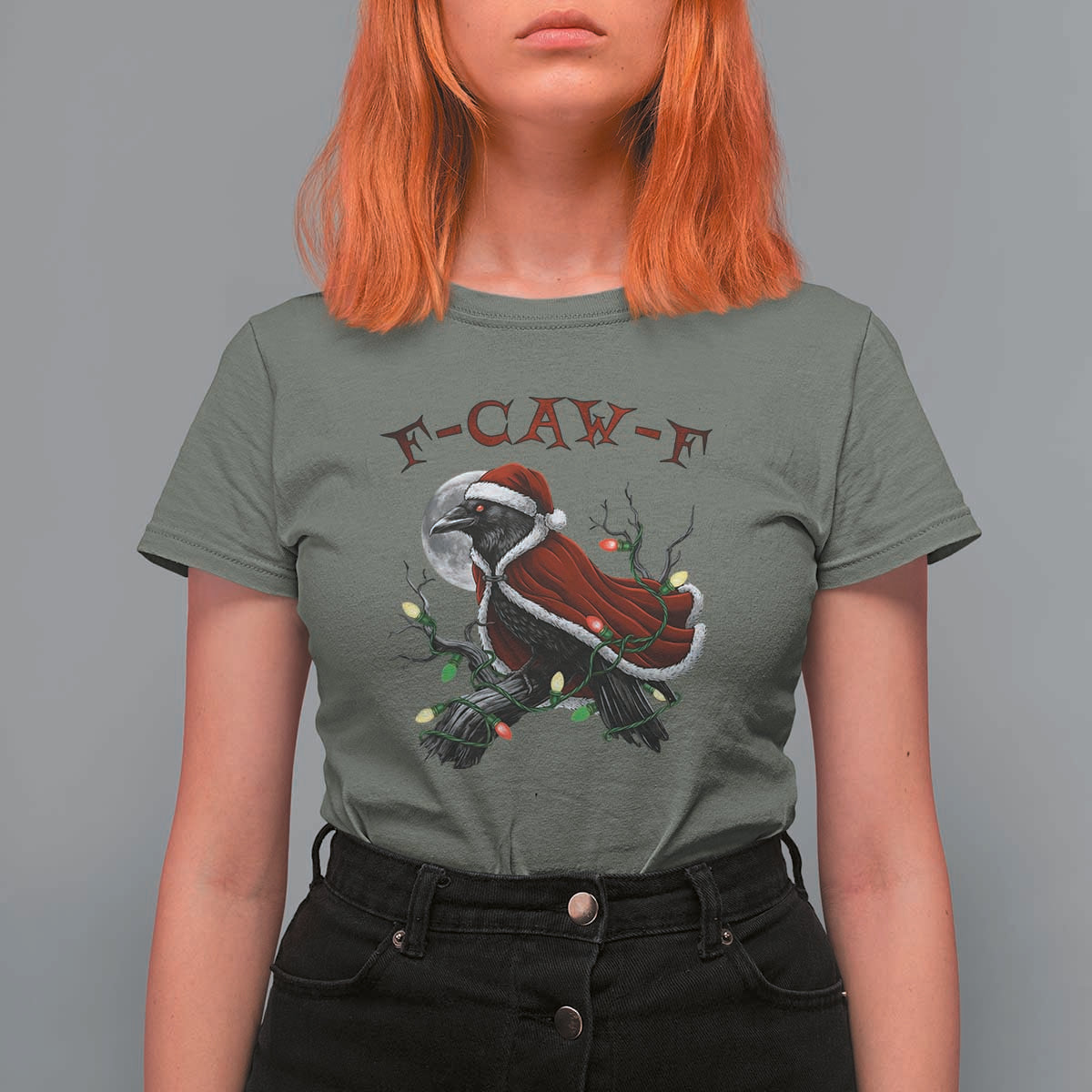 F Caw F Raven Sarcastic Joke T Shirt For Women Holiday Gag Gift - Wonder Print Shop