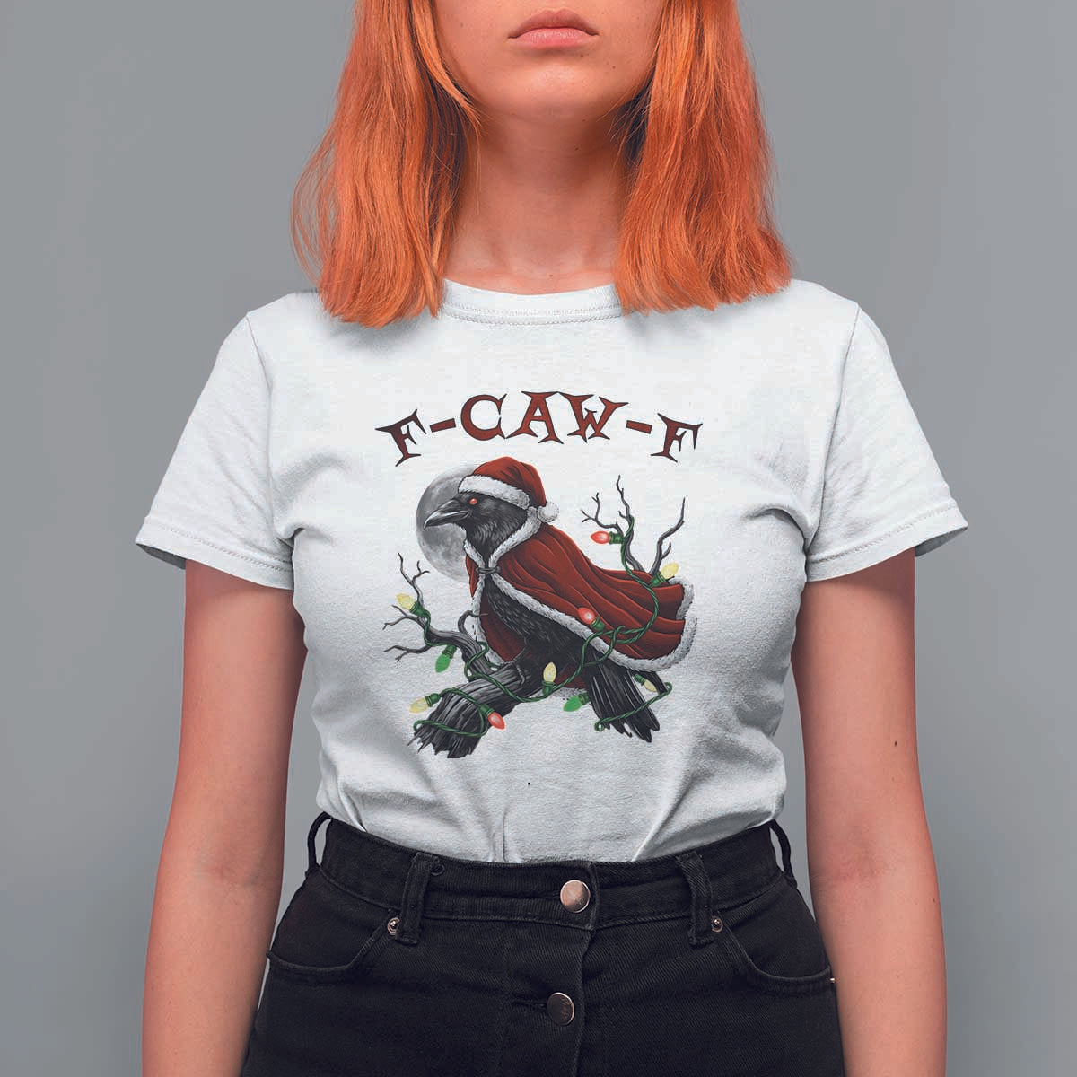 F Caw F Raven Sarcastic Joke T Shirt For Women Holiday Gag Gift - Wonder Print Shop