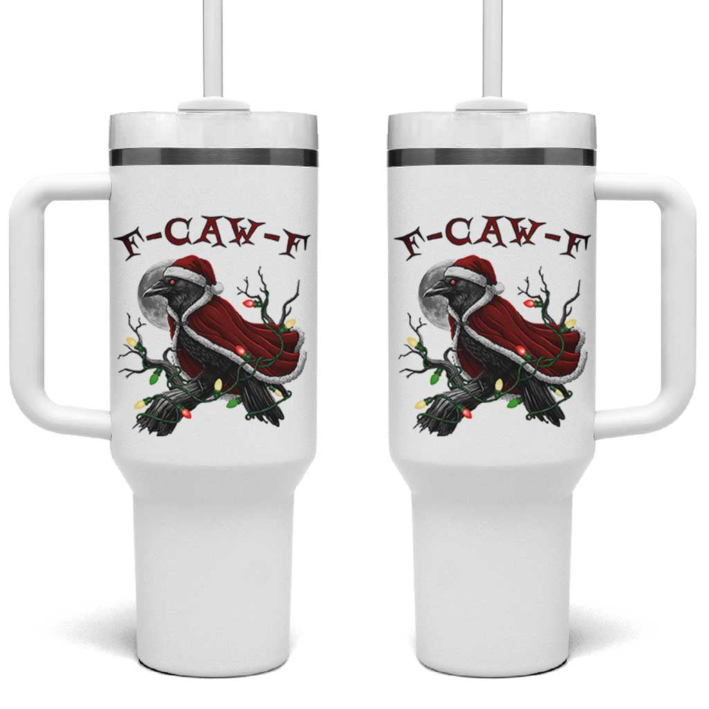 F Caw F Raven Sarcastic Joke Tumbler With Handle Holiday Gag Gift - Wonder Print Shop