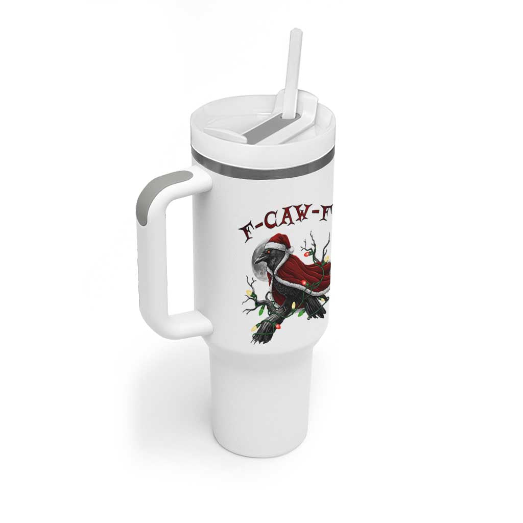 F Caw F Raven Sarcastic Joke Tumbler With Handle Holiday Gag Gift - Wonder Print Shop
