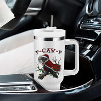 F Caw F Raven Sarcastic Joke Tumbler With Handle Holiday Gag Gift - Wonder Print Shop