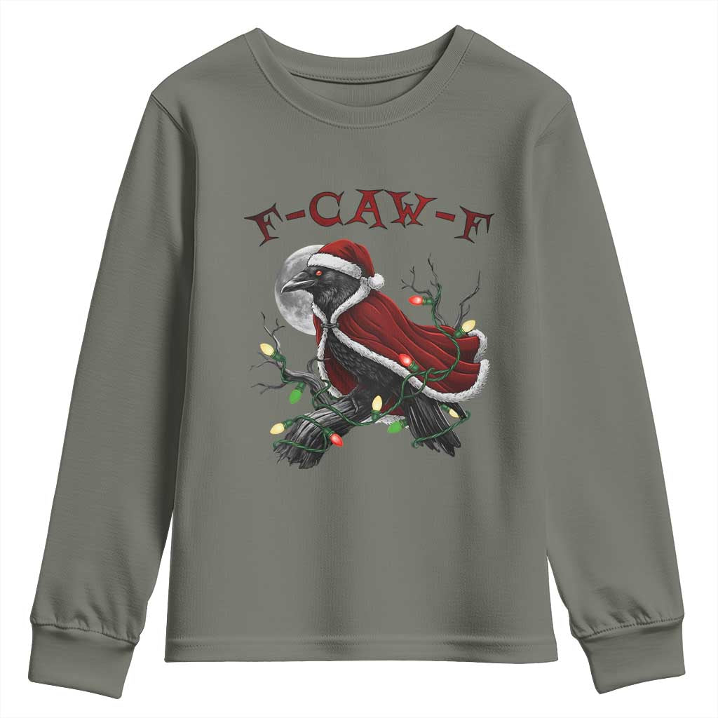 F Caw F Raven Sarcastic Joke Youth Sweatshirt Holiday Gag Gift - Wonder Print Shop