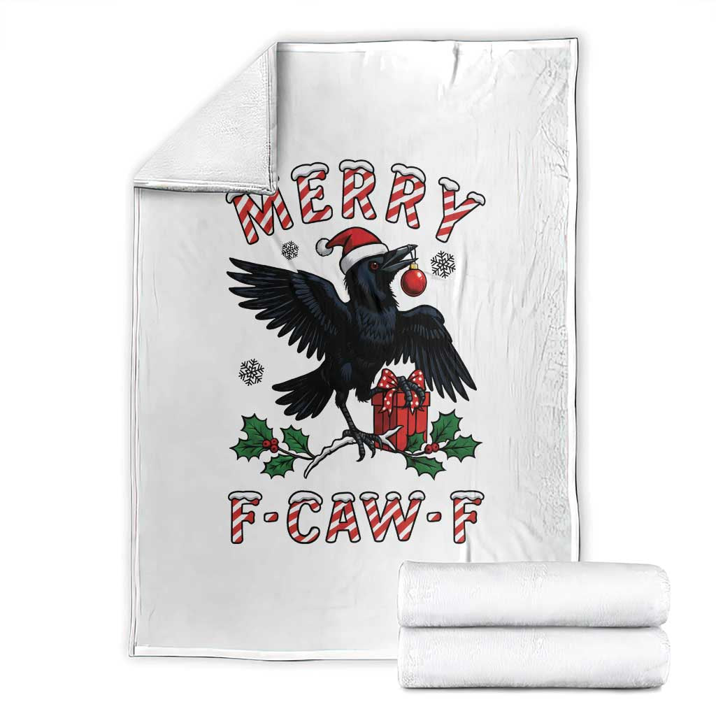 Merry F Caw F Raven Lover Throw Blanket Funny Holidays Gift - Wonder Print Shop
