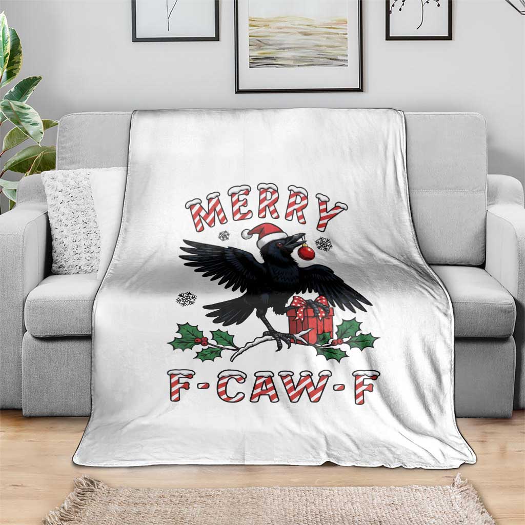 Merry F Caw F Raven Lover Throw Blanket Funny Holidays Gift - Wonder Print Shop