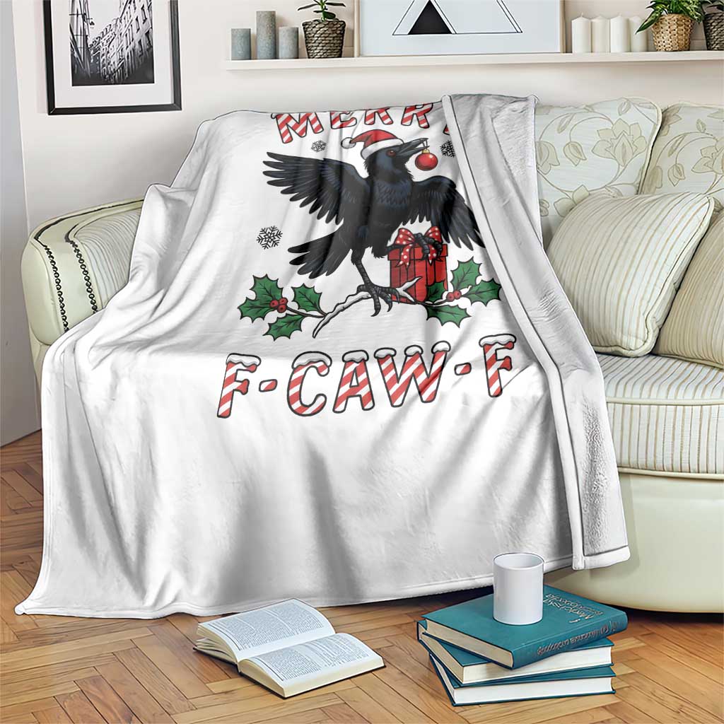 Merry F Caw F Raven Lover Throw Blanket Funny Holidays Gift - Wonder Print Shop