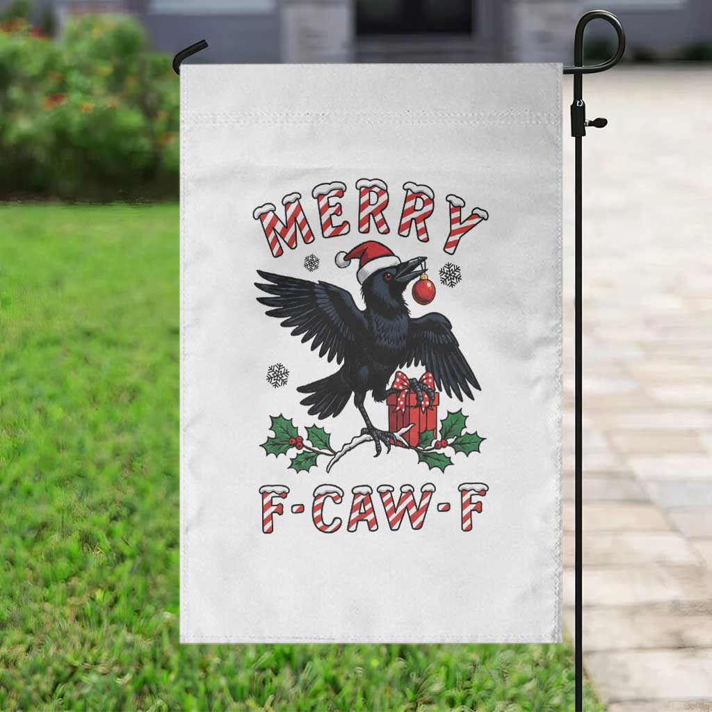 Merry F Caw F Raven Lover Garden Flag Funny Holidays Gift - Wonder Print Shop