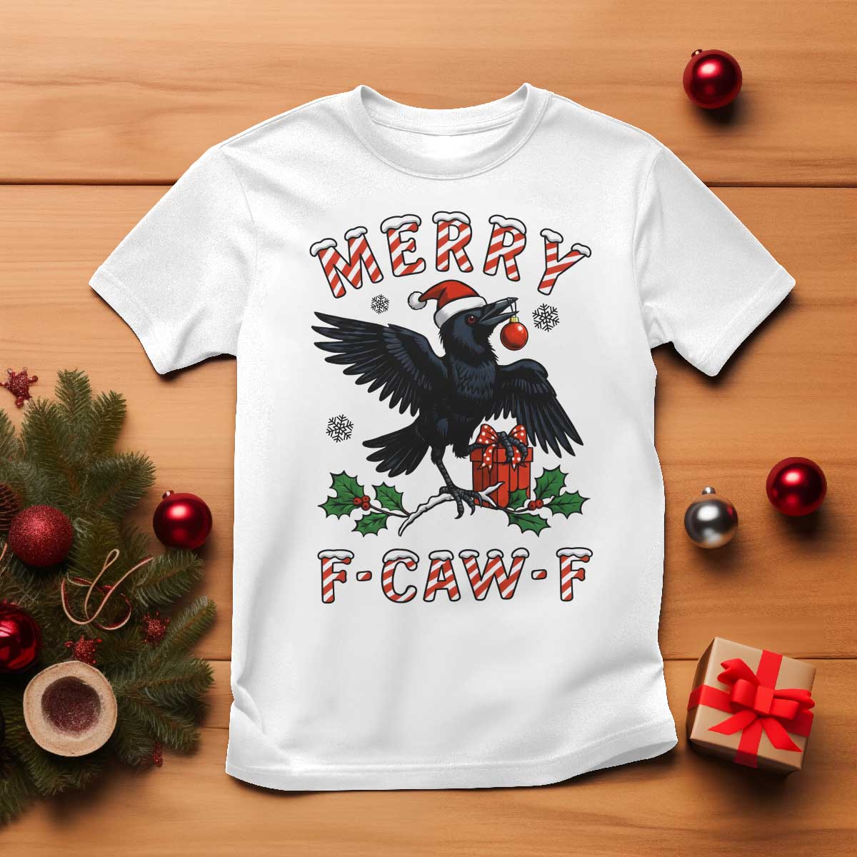 Merry F Caw F Raven Lover T Shirt Funny Holidays Gift - Wonder Print Shop