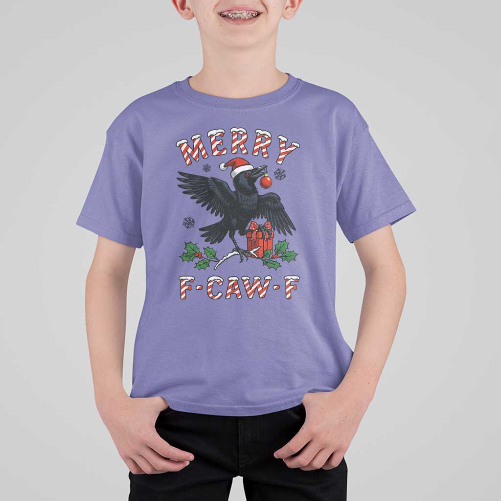 Merry F Caw F Raven Lover T Shirt For Kid Funny Holidays Gift - Wonder Print Shop