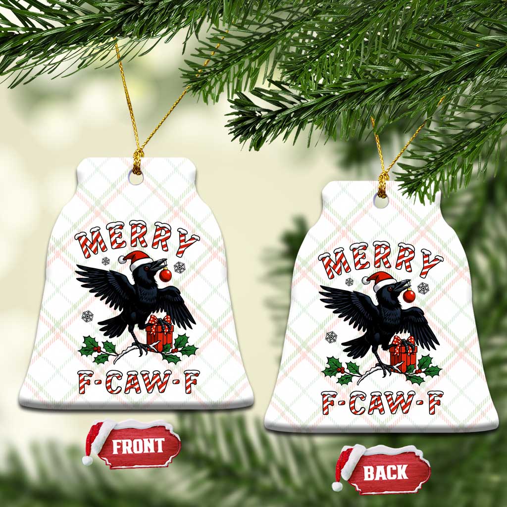 Merry F Caw F Raven Lover Ceramic Ornament Funny Holidays Gift - Wonder Print Shop