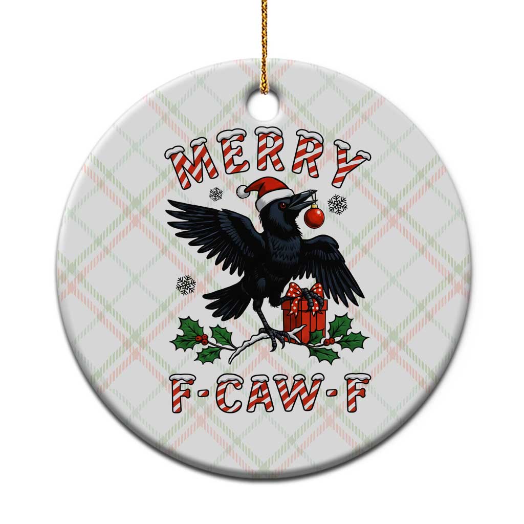 Merry F Caw F Raven Lover Ceramic Ornament Funny Holidays Gift - Wonder Print Shop