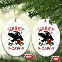 Merry F Caw F Raven Lover Ceramic Ornament Funny Holidays Gift - Wonder Print Shop