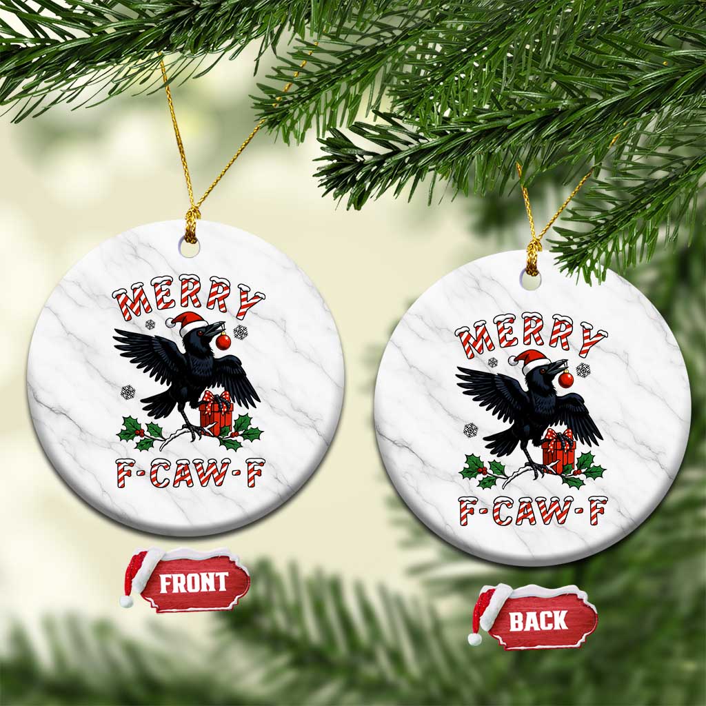Merry F Caw F Raven Lover Ceramic Ornament Funny Holidays Gift - Wonder Print Shop