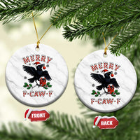 Merry F Caw F Raven Lover Ceramic Ornament Funny Holidays Gift - Wonder Print Shop