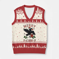 Merry F Caw F Raven Lover V-Neck Knit Sweater Vest Funny Holidays Gift - Wonder Print Shop