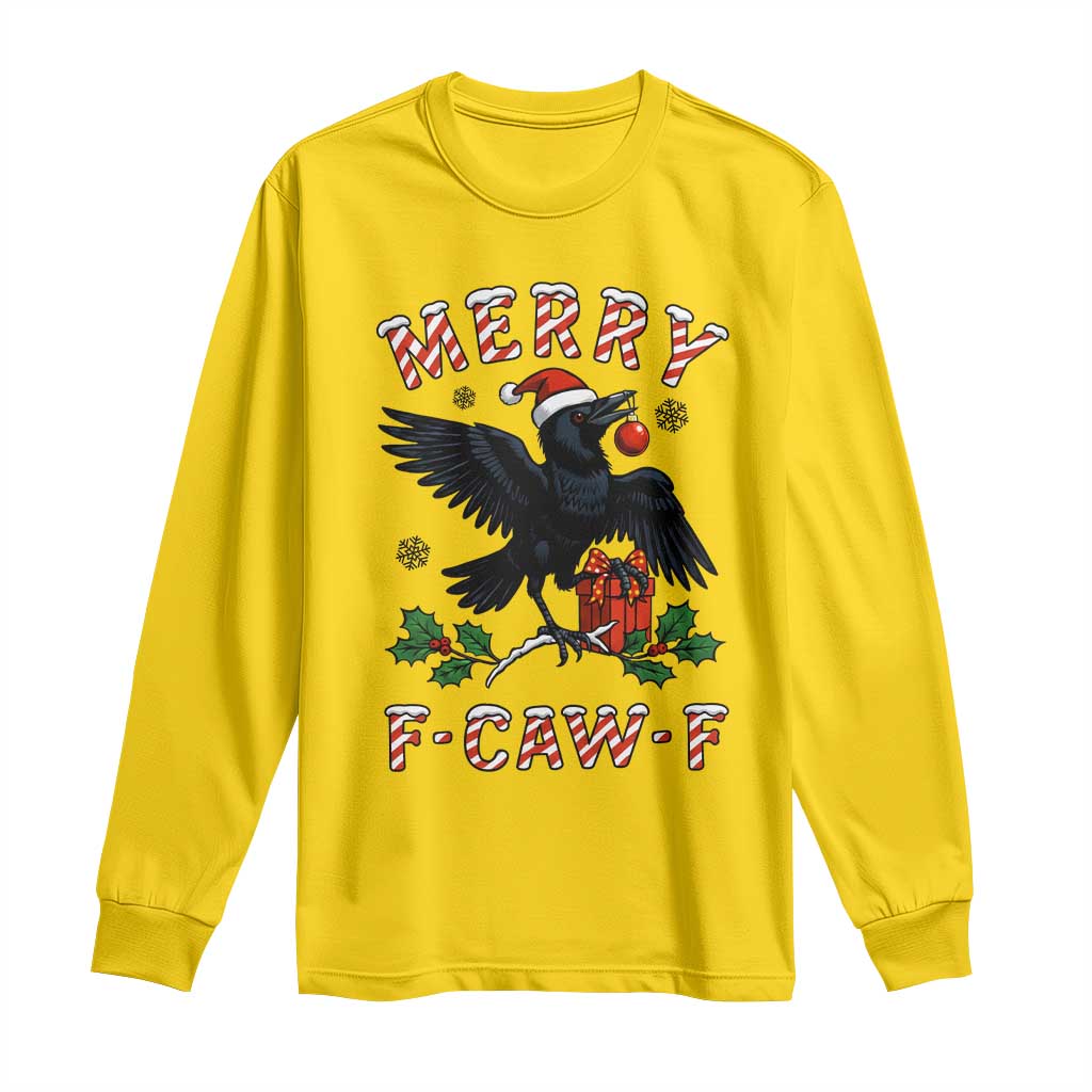 Merry F Caw F Raven Lover Long Sleeve Shirt Funny Holidays Gift - Wonder Print Shop