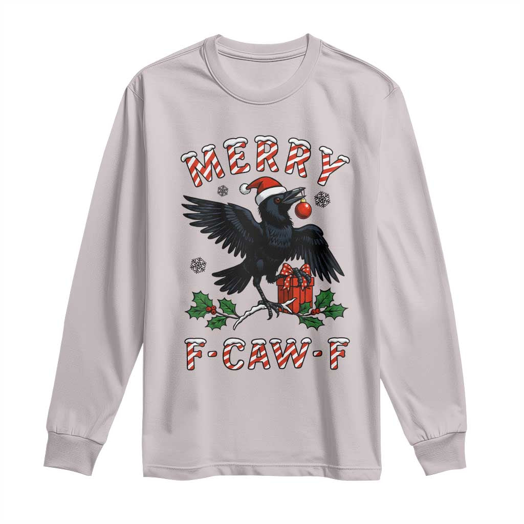 Merry F Caw F Raven Lover Long Sleeve Shirt Funny Holidays Gift - Wonder Print Shop