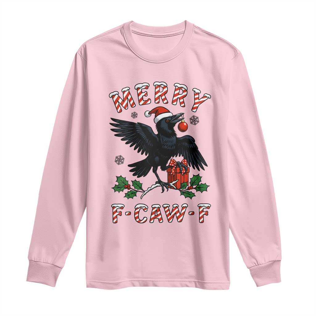 Merry F Caw F Raven Lover Long Sleeve Shirt Funny Holidays Gift - Wonder Print Shop