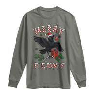 Merry F Caw F Raven Lover Long Sleeve Shirt Funny Holidays Gift - Wonder Print Shop