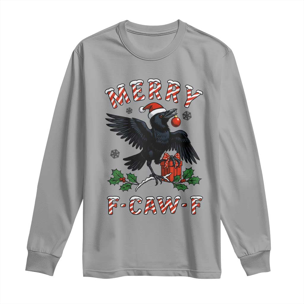 Merry F Caw F Raven Lover Long Sleeve Shirt Funny Holidays Gift - Wonder Print Shop