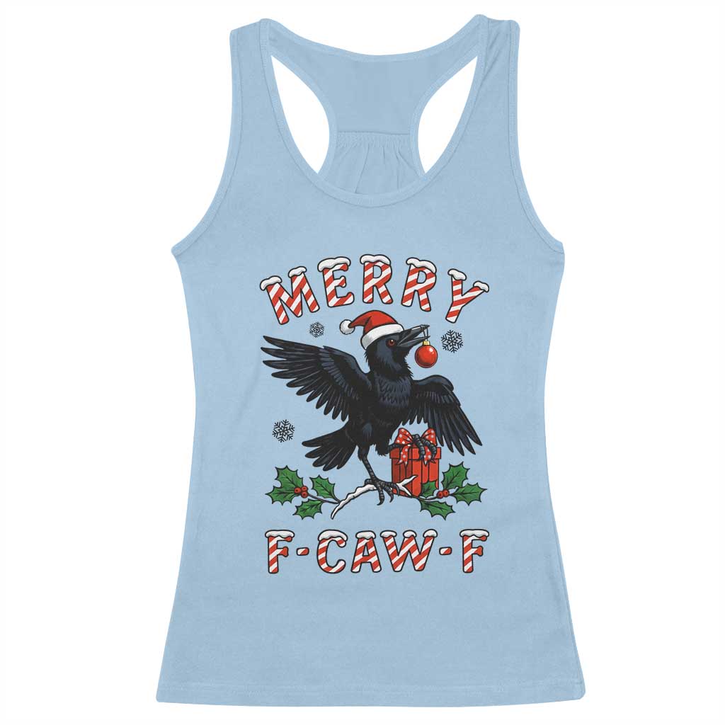 Merry F Caw F Raven Lover Racerback Tank Top Funny Holidays Gift - Wonder Print Shop