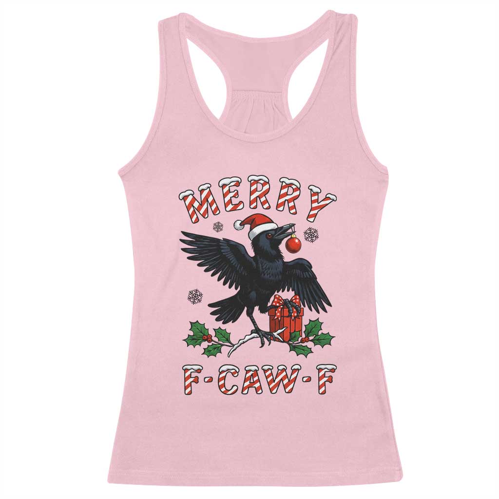 Merry F Caw F Raven Lover Racerback Tank Top Funny Holidays Gift - Wonder Print Shop