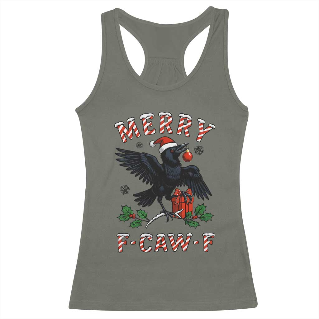 Merry F Caw F Raven Lover Racerback Tank Top Funny Holidays Gift - Wonder Print Shop