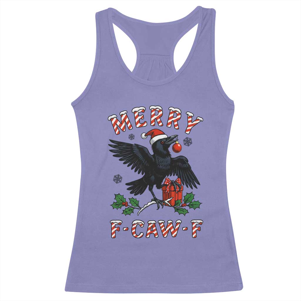 Merry F Caw F Raven Lover Racerback Tank Top Funny Holidays Gift - Wonder Print Shop