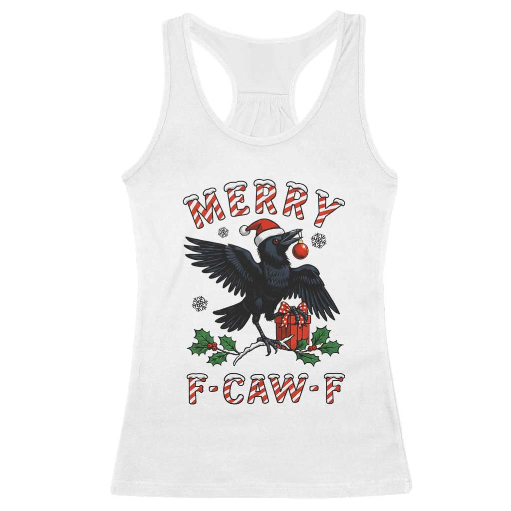 Merry F Caw F Raven Lover Racerback Tank Top Funny Holidays Gift - Wonder Print Shop