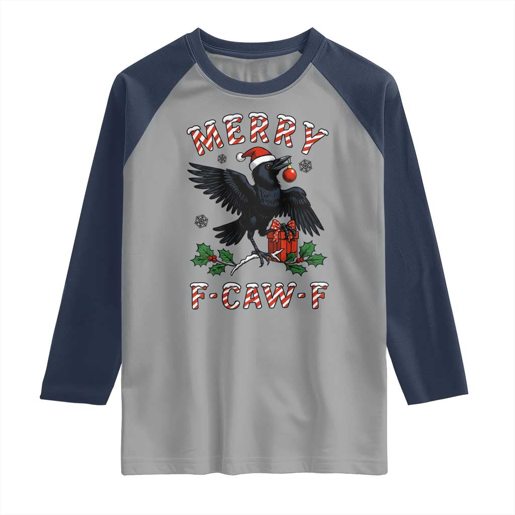 Merry F Caw F Raven Lover Raglan Shirt Funny Holidays Gift - Wonder Print Shop