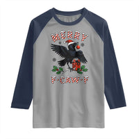 Merry F Caw F Raven Lover Raglan Shirt Funny Holidays Gift - Wonder Print Shop