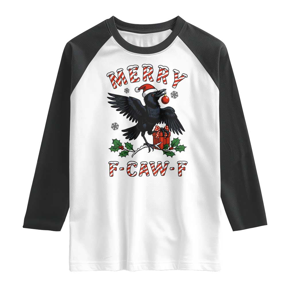 Merry F Caw F Raven Lover Raglan Shirt Funny Holidays Gift - Wonder Print Shop