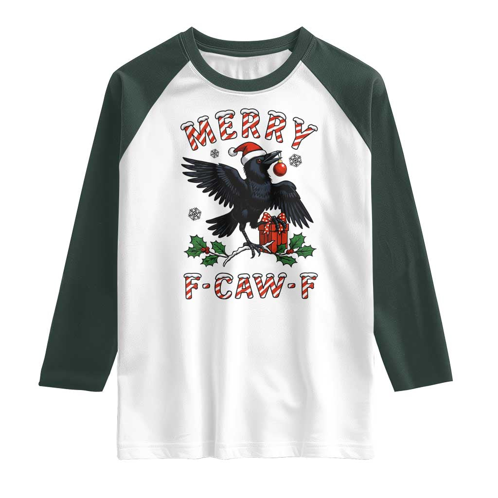 Merry F Caw F Raven Lover Raglan Shirt Funny Holidays Gift - Wonder Print Shop