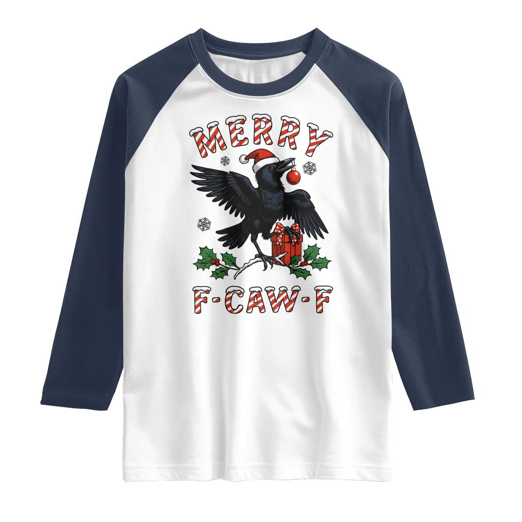 Merry F Caw F Raven Lover Raglan Shirt Funny Holidays Gift - Wonder Print Shop