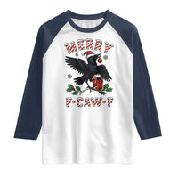 Merry F Caw F Raven Lover Raglan Shirt Funny Holidays Gift - Wonder Print Shop