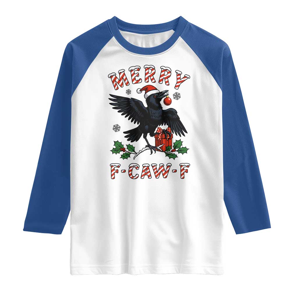 Merry F Caw F Raven Lover Raglan Shirt Funny Holidays Gift - Wonder Print Shop