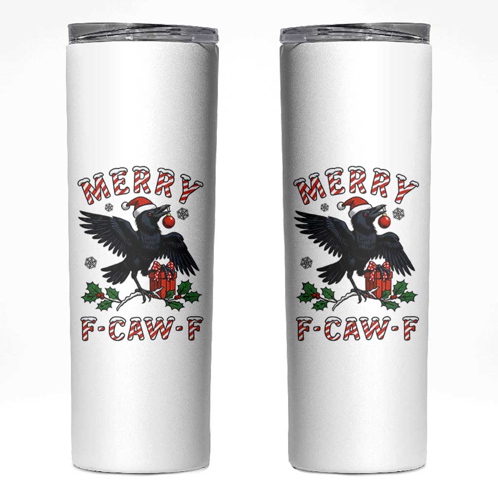 Merry F Caw F Raven Lover Skinny Tumbler Funny Holidays Gift - Wonder Print Shop