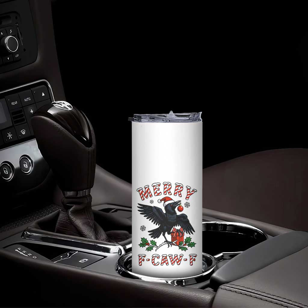 Merry F Caw F Raven Lover Skinny Tumbler Funny Holidays Gift - Wonder Print Shop